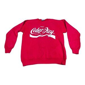 Vintage Souvenir Enjoy The Cedar Key Coca-Cola Sweatshirt Retro Adult M Red